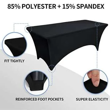OutdoorLines Fitted Black Tablecloth for Events and Parties