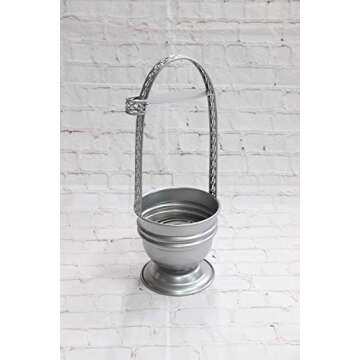 17" Cross X Design Black Hookah Charcoal Coal Holder Premium Quality Basket w/Side Tong Holder Lounge Hookah Lounge Style Accessories (Silver)