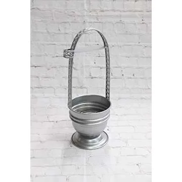 17" Cross X Design Black Hookah Charcoal Coal Holder Premium Quality Basket w/Side Tong Holder Lounge Hookah Lounge Style Accessories (Silver)