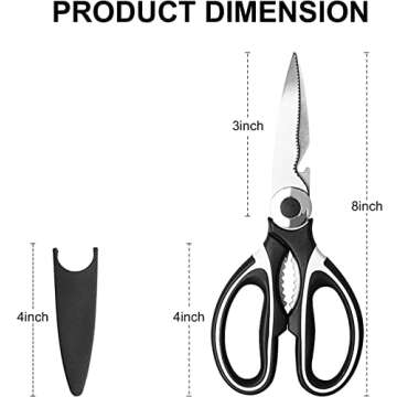 Kitchen Shears Multi Purpose Strong Stainless Steel Kitchen Utility Scissors with Cover Poulry,Fish,...