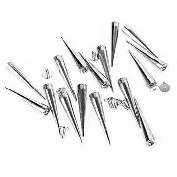 30PCS 40MM Spike and Studs Silver Cone Spikes Punk Bullet Large Leather Rivets Screwback Studs Screw on Cone for DIY Craft Clothing
