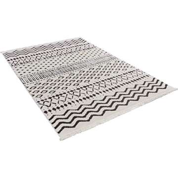 Amazon Brand – Rivet Contemporary Geometric Area Rug, 5' 11" x 3' 11", Ivory, Black