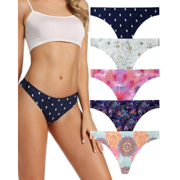 Seamless Women Underwear Thongs Multipack,No Show Ladies Thong,Invisible No Line Breathable Comforta...