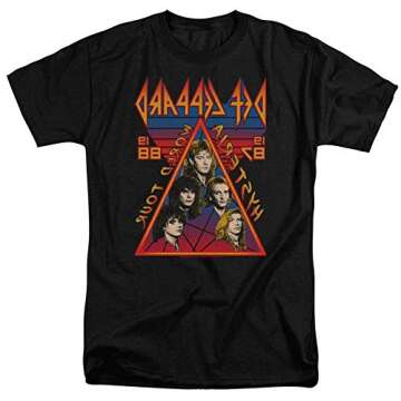 Def Leppard World Tour 1987 1988 Vintage Style Adult Men's Tee Black