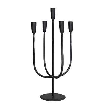 Creative Co-Op Hand-Forged Black Candelabra for 5 Tapers