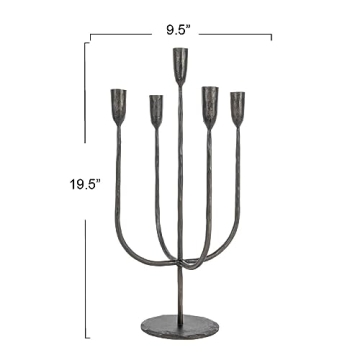 Creative Co-Op Hand-Forged Black Candelabra for 5 Tapers