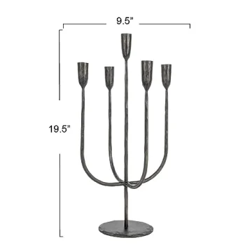 Creative Co-Op Hand-Forged Black Candelabra for 5 Tapers
