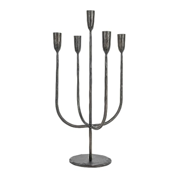 Creative Co-Op Hand-Forged Black Candelabra for 5 Tapers