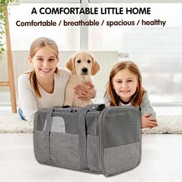Yipincover Cat Carrier, Soft-Sided Airline Approved Pet Carrier Case with 4 Ventilated Windows for Cats and Dogs Under 10-25Lbs (17.0 L x 11.0 W x 11.0 H Inch, Grey)