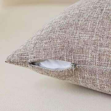 Kevin Textile Pillow Covers Faux Linen Toss Soft Throw Cushion Cases for Couch Sofa Bedroom, Invisib...