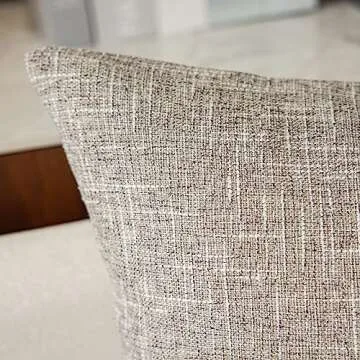 Kevin Textile Pillow Covers Faux Linen Toss Soft Throw Cushion Cases for Couch Sofa Bedroom, Invisible Zipper, 18x18 inches (Set of 2, Sesame Grey)