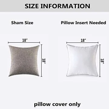 Kevin Textile Pillow Covers Faux Linen Toss Soft Throw Cushion Cases for Couch Sofa Bedroom, Invisible Zipper, 18x18 inches (Set of 2, Sesame Grey)