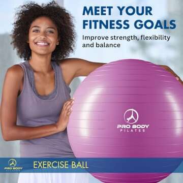 ProBody Pilates Exercise Ball - Multiple Sizes Gym Grade Balance Ball for Fitness, Workout, Pregnanc...