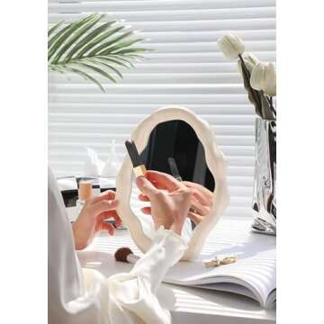Cloud Makeup Mirrors for Desk, Tabletop Vanity Mirror Hanging Wall Mirrors Desk Mirror with Adjustab...