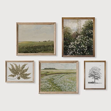 Vintage Farmhouse Wall Decor - 5 Unframed Botanical Prints
