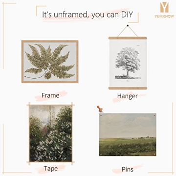 Vintage Farmhouse Wall Decor - 5 Unframed Botanical Prints