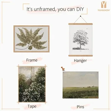Vintage Farmhouse Wall Decor - 5 Unframed Botanical Prints