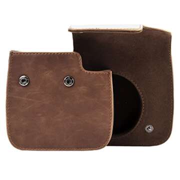 Yoption Vintage Camera Case Compatible with Fujifilm Instax Mini 11/9/8/8+ Instant Film Camera Adjustable Shoulder Strap (Brown)