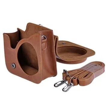 Yoption Vintage Camera Case Compatible with Fujifilm Instax Mini 11/9/8/8+ Instant Film Camera Adjustable Shoulder Strap (Brown)