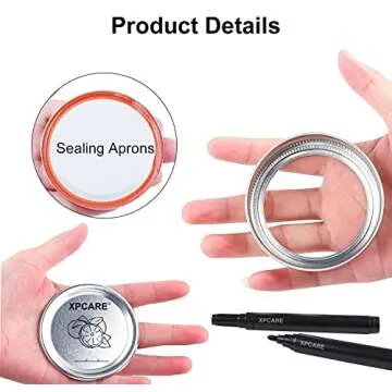 XPCARE 96 Pieces Canning Lids and Rings Regular Mouth - 48 Pieces Canning Lids + 48 Pieces Rings - Regular Mouth Mason Jar - Split-Type Lids with Silicone Seals Rings - Mason Storage Solid Caps