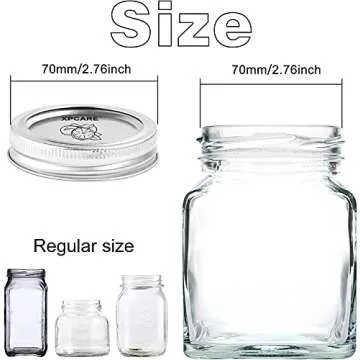 XPCARE 96 Pieces Canning Lids and Rings Regular Mouth - 48 Pieces Canning Lids + 48 Pieces Rings - Regular Mouth Mason Jar - Split-Type Lids with Silicone Seals Rings - Mason Storage Solid Caps