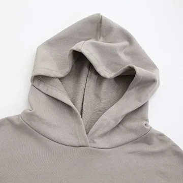 Amazhiyu Women's Cotton French Terry Cropped Hoodie Gray Medium