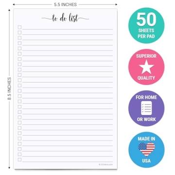 Premium 321Done To-Do List Notepad - 50 Sheets, USA Made