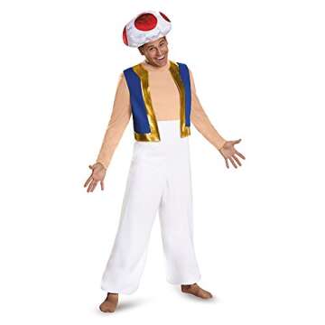 Disguise Men's Toad Deluxe Adult Costume, Red, X-Large