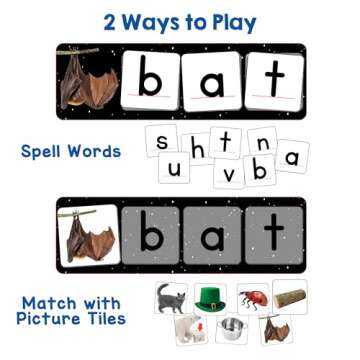 LEARNING BUGS CVC Words Spelling, Build and Read Board Game for Pre-K to Grade 3