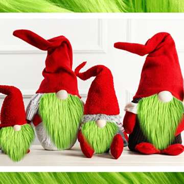 Tatuo Faux Fur Fabric Christmas Fluffy Fuzzy Craft Fake Fur Cuts Shaggy Synthetic Plush Patch Sewing DIY Winter Halloween Costume Gnome Beard Miniature Dolls Rugs Mats Gift(Green,10 x 20 Inch)