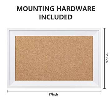 HBlife Cork Board Bulletin Board 11 x 17 inch with White Frame Rectangle Decorative Hanging Pin Boar...