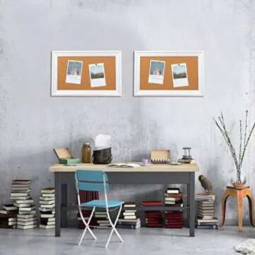 HBlife Cork Board Bulletin Board 11 x 17 inch with White Frame Rectangle Decorative Hanging Pin Board Perfect Decor for Office & Home,Message Board or Vision Board