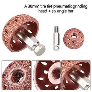 Acouto Tire Buffing Wheel, 38mm 70 Grid Tire Buffer Wheel Abrasiveness Coarse Buffing Wheel with Linking Rod Tire Patching Buffer Tool Tire Repair Patch Tools