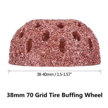 Acouto Tire Buffing Wheel, 38mm 70 Grid Tire Buffer Wheel Abrasiveness Coarse Buffing Wheel with Linking Rod Tire Patching Buffer Tool Tire Repair Patch Tools