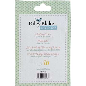 Riley Blake Designs Quilting Pretty Pins Set - 60 Assorted Pins for Creative Projects