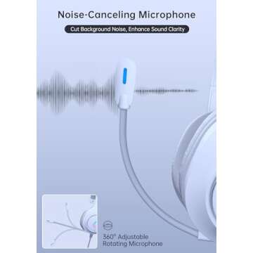 syndesmos CM7002 Gaming Headset for PS5, PS4, PC, Mac, Switch, Xbox Series, Surround Sound RGB Gaming Headphones with Noise Canceling Microphone, 50MM Dynamic Drivers, 3.5MM Audio Jack, Light White