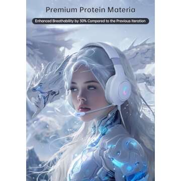 syndesmos CM7002 Gaming Headset for PS5, PS4, PC, Mac, Switch, Xbox Series, Surround Sound RGB Gaming Headphones with Noise Canceling Microphone, 50MM Dynamic Drivers, 3.5MM Audio Jack, Light White