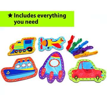 KRAFUN Preschool Beginner First Lacing Card Kit for Kids Training Arts & Crafts, 5 Easy Transport an...
