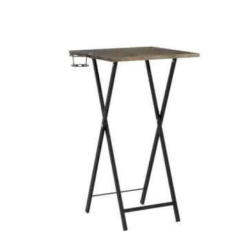 VECELO Folding TV Tray for Eating Set of 2, Portable Dinner/Snack Table with Cup Holder for Couch, Living Room and Small Space,Light Gray