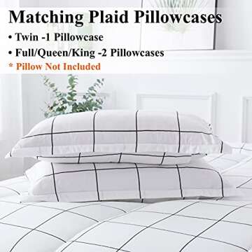 Andency White Grid Queen Comforter Set - 3 Pieces