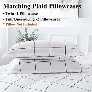 Andency White Grid Queen Comforter Set - 3 Pieces