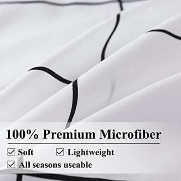 Andency White Grid Queen Comforter Set - 3 Pieces