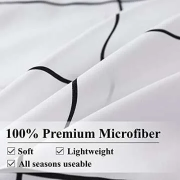 Andency White Grid Queen Comforter Set - 3 Pieces