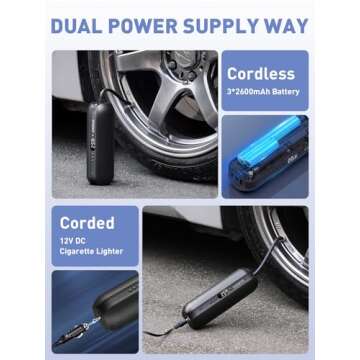 CYCPLUS DC/AC 2-in-1 Tire Inflator Portable Air Compressor,12V, Auto Shut-Off,Max 150 PSI Air Pump Digital Tire Pressure Gauge Electric Bicycle Pump for Car Motorcycle Bike with LED Light