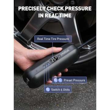 CYCPLUS DC/AC 2-in-1 Tire Inflator Portable Air Compressor,12V, Auto Shut-Off,Max 150 PSI Air Pump Digital Tire Pressure Gauge Electric Bicycle Pump for Car Motorcycle Bike with LED Light