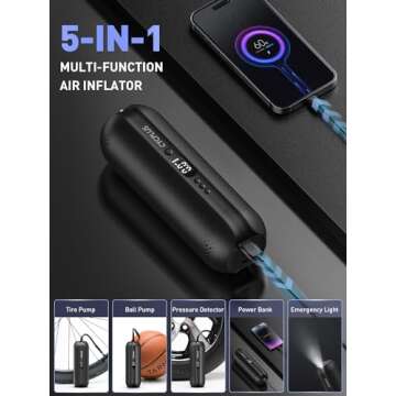 CYCPLUS DC/AC 2-in-1 Tire Inflator Portable Air Compressor,12V, Auto Shut-Off,Max 150 PSI Air Pump Digital Tire Pressure Gauge Electric Bicycle Pump for Car Motorcycle Bike with LED Light