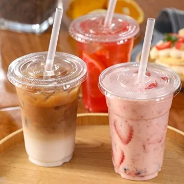 VITEVER Clear Plastic Cups with Lids and Straws for Drinks