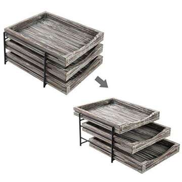 MyGift Rustic Wood Desk Organizer with Metal Frame