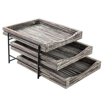 MyGift Rustic Wood Desk Organizer with Metal Frame