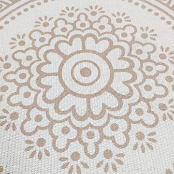 Round Boho Rug - 4ft Indoor Mandala Carpet for Home